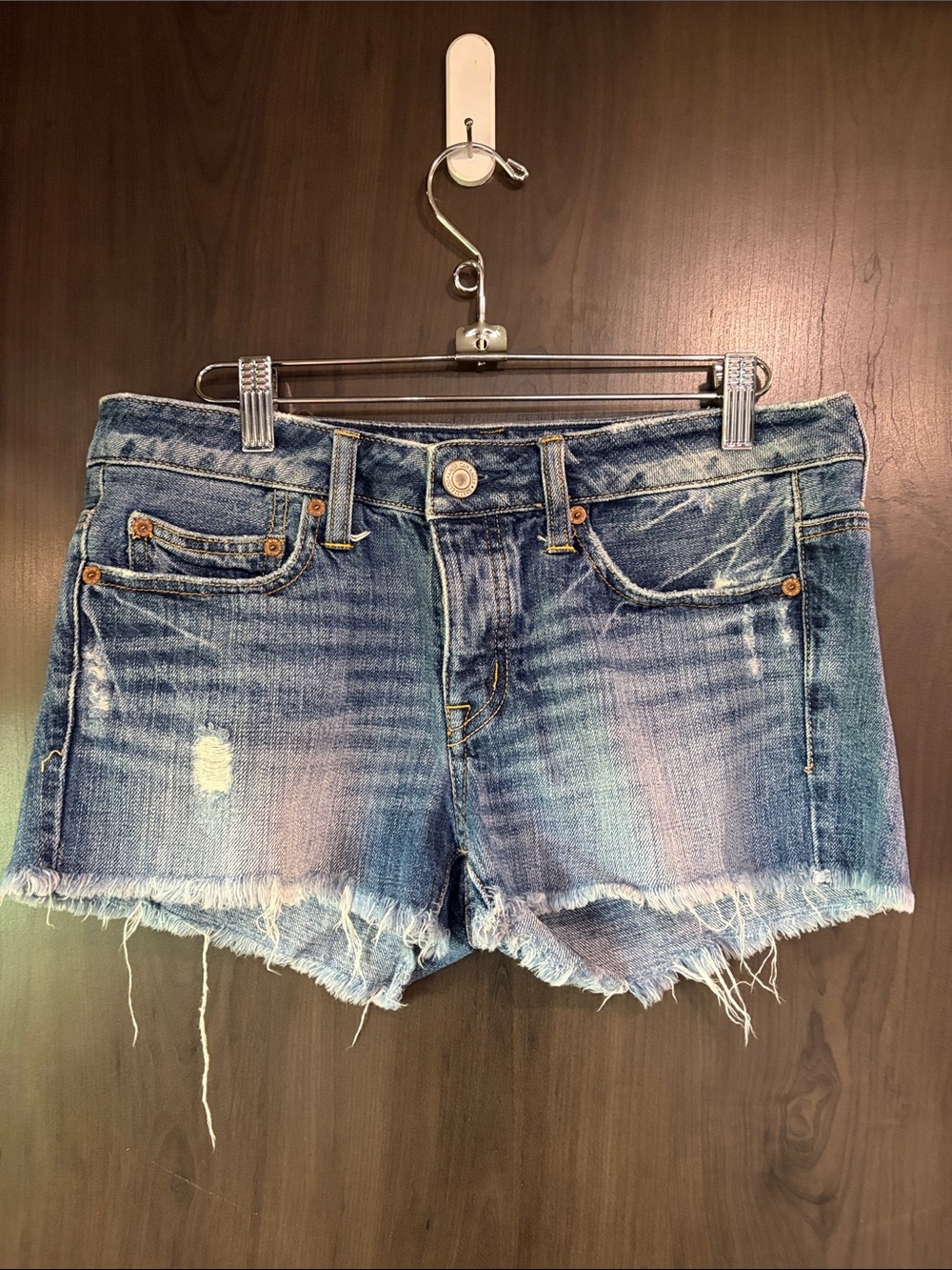 American Eagle Outfitters Distressed Light Blue Denim Cutoff button fly Shorts